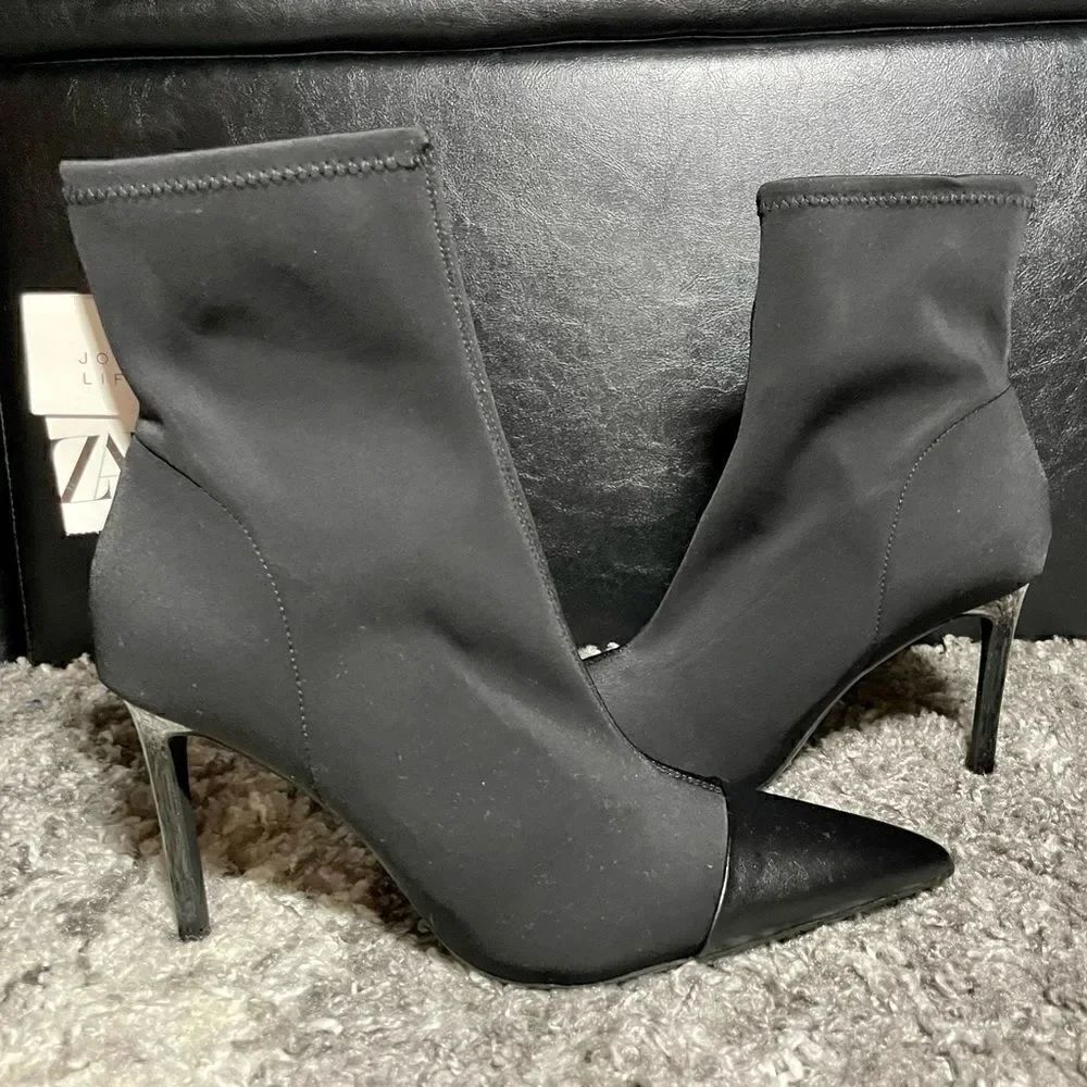 NWT Zara Pointed Fabric Heeled Ankle Boots - Picture 5 of 11